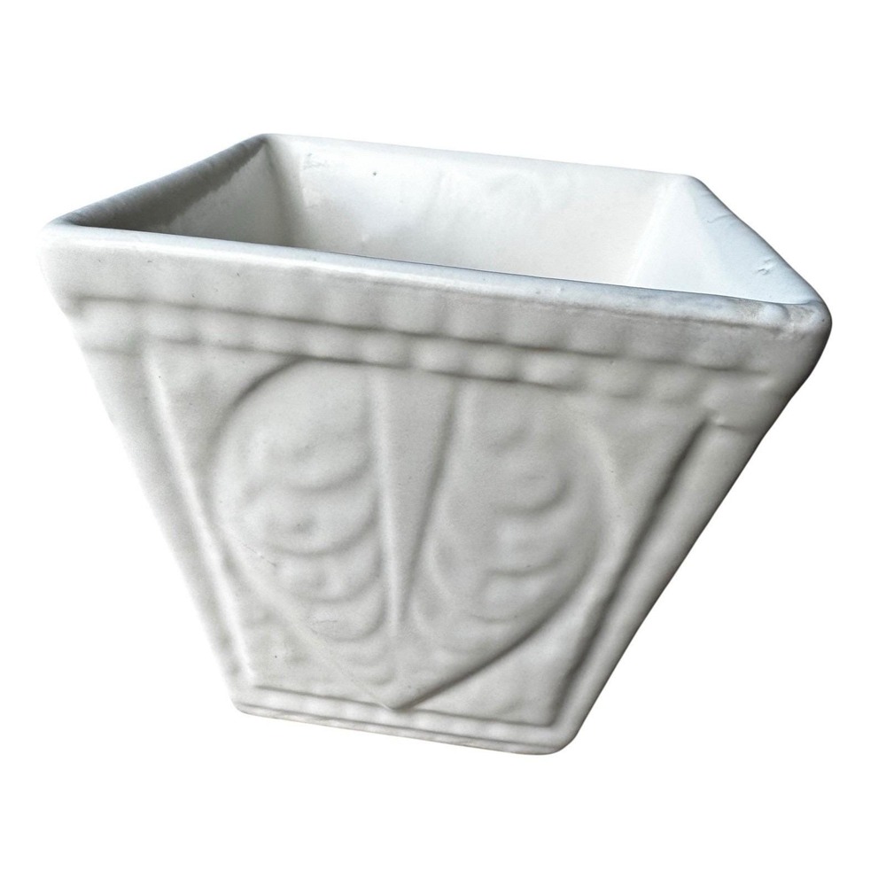 Hull USA 4"‎ Square White Ceramic Pottery Planter  A3